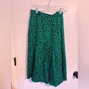 Vintage Emerald Animal Print A-Line Skirt